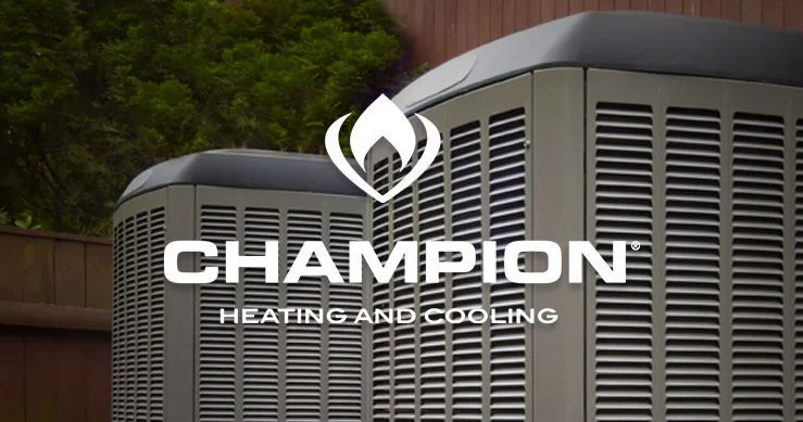 Champion Heating and Cooling logo on an outdoor unit