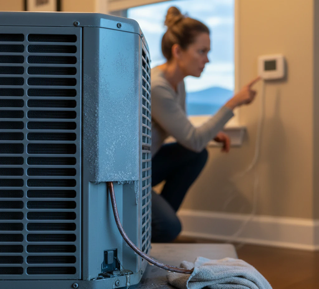 a sleek, modern living room with a stylish smart thermostat displayed prominently on the wall, exuding a sense of advanced technology and energy efficiency, bathed in warm, inviting lighting that enhances the atmosphere of indoor comfort.